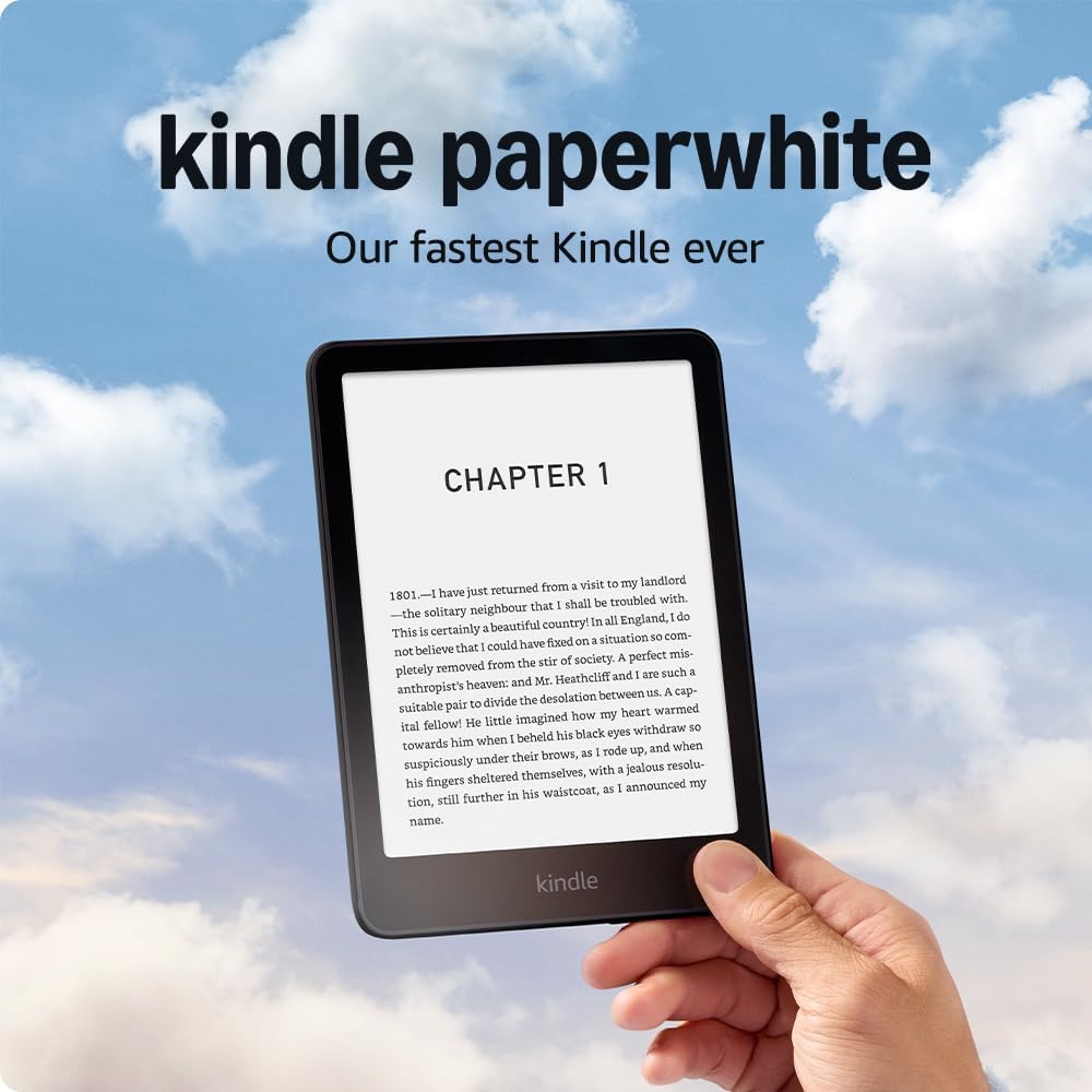 Amazon Kindle Paperwhite (newest gen) – Our fastest Kindle ever, with new glare-free display and weeks of battery life – 16GB – Without Ads – Black